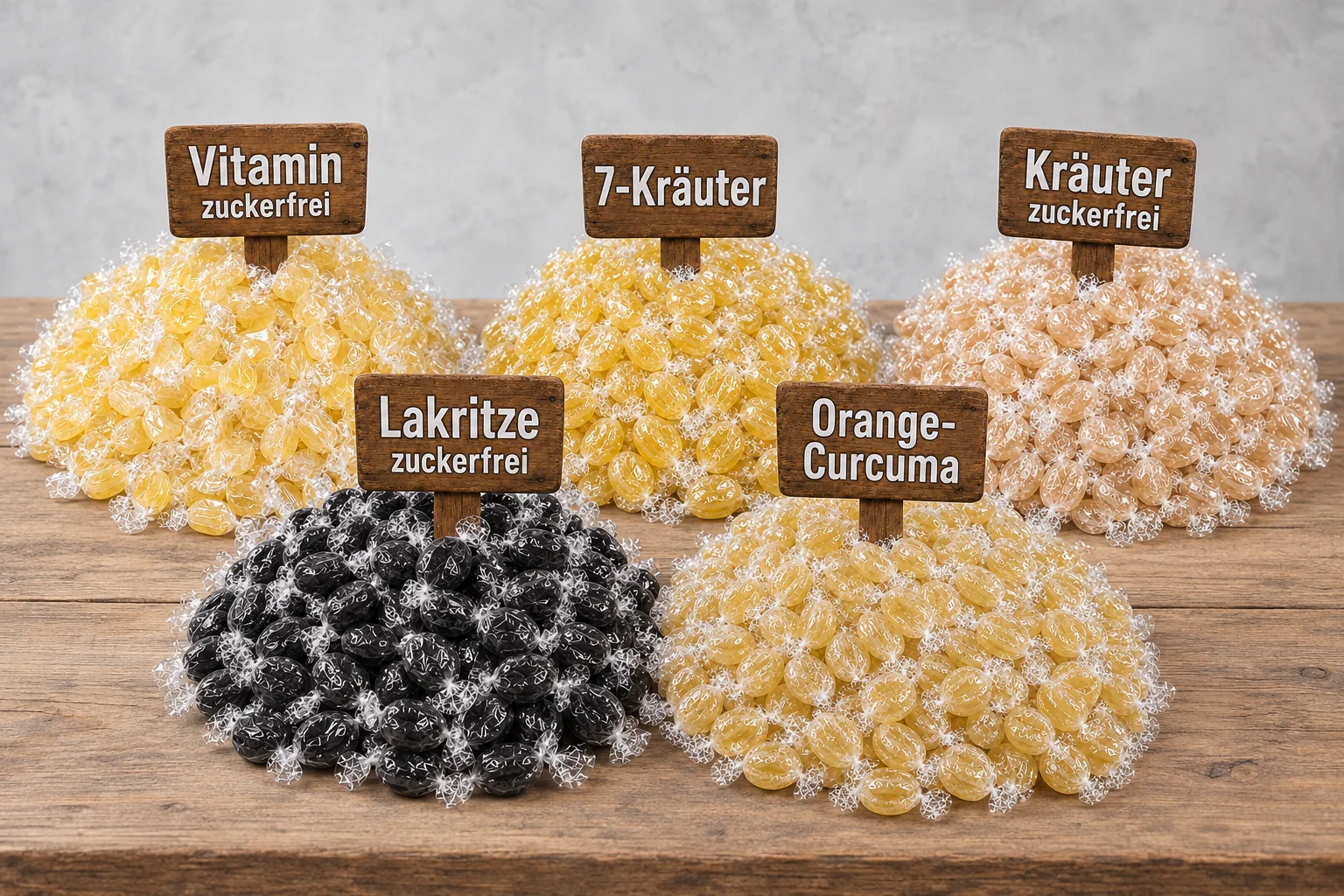 Soole-Bonbons in verschiedenen Sorten